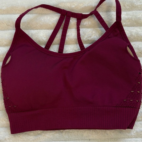 GYMSHARK Sports Bra Burgundy with Strappy Back XXS - Picture 4 of 8